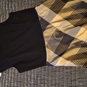 📚J. McLaughlin Silk Fit & Flare Dress Royalton Black Gold colorblock BOOK SALE!